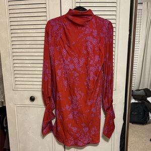 Free People Red and Purple Floral Blouse